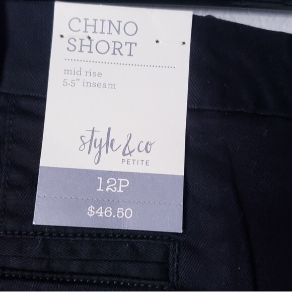 NWT Style & Co Deep Black Chino Short Mid Rise 5.5" Inseam Size 12P - Picture 3 of 4